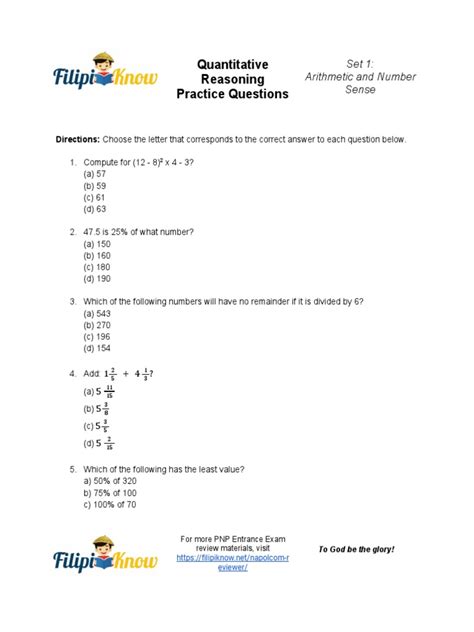 PNP Entrance Exam Reviewer Quantitative Reasoning Practice .